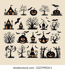 helloween set vector illustration collection design halloween