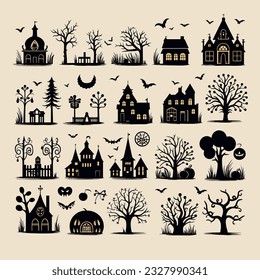 helloween set vector illustration collection design halloween