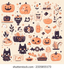 helloween set vector illustration collection design halloween