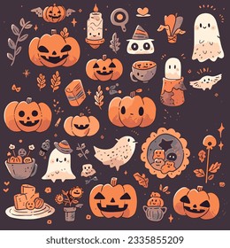 helloween set vector illustration collection design halloween