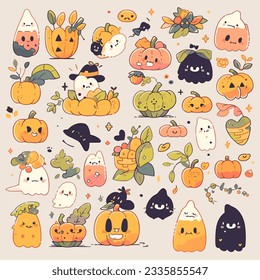 helloween set vector illustration collection design halloween