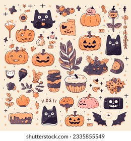 helloween set vector illustration collection design halloween