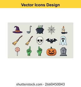 Helloween vector set design with hand 