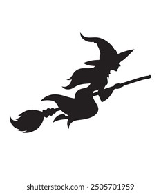 helloween witch silhouette,vactor with white backraund