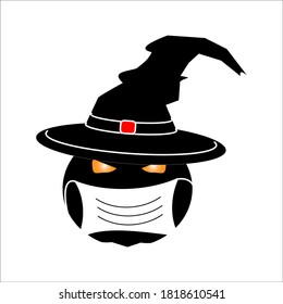 hellowen icon with witch hat using mask, white background. can be used in hellowen celebrations. vector illustration