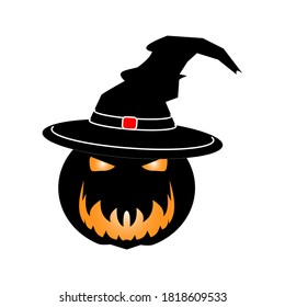 
hellowen icon with witch hat, white background. can be used in hellowen celebrations. vector illustration