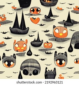 hellowen pattern vector seamless background. Halloween symbol design element decoration. Funny wallpaper for textile and fabric. Fashion style. 