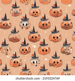 hellowen pattern vector seamless background. Halloween symbol design element decoration. Funny wallpaper for textile and fabric. Fashion style. 
