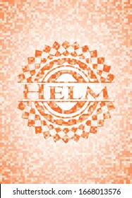 Helm abstraktes orangefarbenes Mosaikzeichen