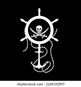 Helm with a anchor below, a rope and a skull inside
