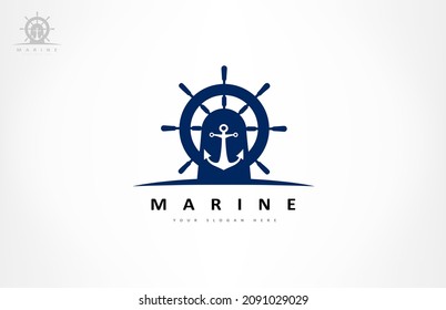 helm and anchor logo vector design
