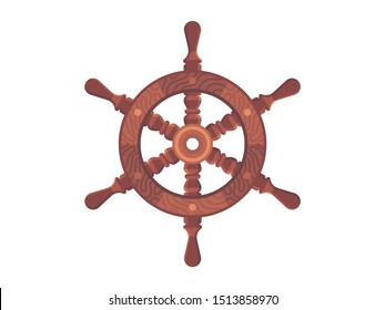 Helm Anchor. Ship wheel isolated on white background