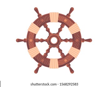 Helm Anchor. Ship wheel isolated on white background