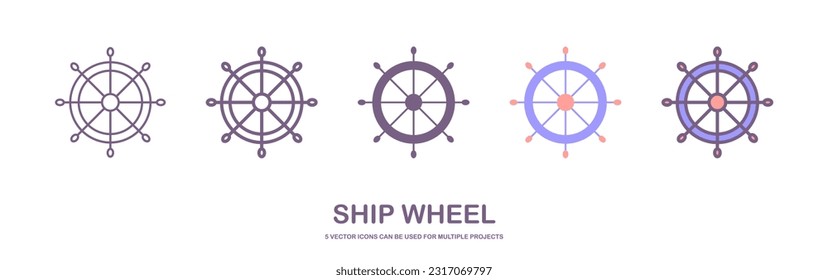 Helm Anchor vector icon logo Nautical maritime sea ocean boat illustration. ship wheel icon vector. isolated on white background.