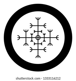 Helm of awe aegishjalmur or egishjalmur galdrastav icon black color vector in circle round illustration flat style simple image