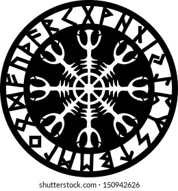 Helm of Awe, Aegishjalmur, Futhark runes, Norse mythology, protection symbol, amulet, viking, Celtic