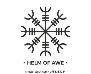 Helm of Awe or Helm of Terror. Norse mythology. Icelandic magical stave. Occult symbol isolated  on white background. Galdrastafir, intertwined runes. Vector illustration