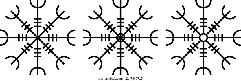 Helm of awe viking rune. Nordic rune editable stroke.