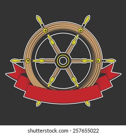 helm boat on a black background, excellent vector illustration, EPS 10