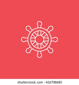 Helm Flat Icon On Red Background