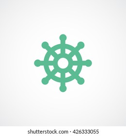 Helm Green Line Icon On White Background