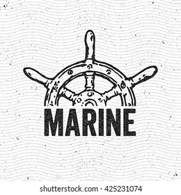 Helm. Hand drawn vintage logo. Marine retro sign.