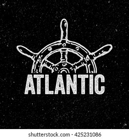 Helm. Hand drawn vintage logo. Atlantic retro sign.