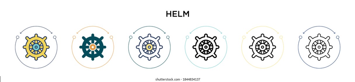 Helm icon in filled, thin line, outline and stroke style. Vector illustration of two colored and black helm vector icons designs can be used for mobile, ui, web