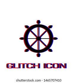 Helm icon flat. Simple pictogram - Glitch effect. Vector illustration symbol