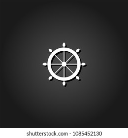 Helm icon flat. Simple White pictogram on black background with shadow. Vector illustration symbol