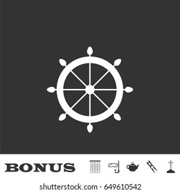 Helm icon flat. White pictogram on black background. Vector illustration symbol and bonus icons