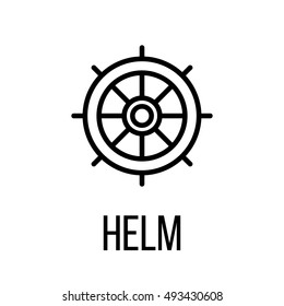 Helm icon or logo in modern line style. High quality black outline pictogram for web site design and mobile apps. Vector illustration on a white background. 