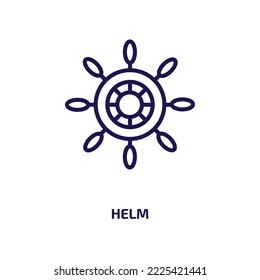 helm icon from nautical collection. Thin linear helm, ship, sea outline icon isolated on white background. Line vector helm sign, symbol for web and mobile