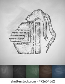 Helm knight icon. Hand drawn vector illustration