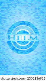 Helm light blue emblem. Mosaic background. 
