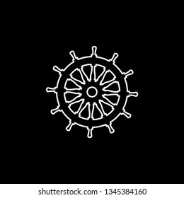 Helm Line Icon On Black Background. Black Flat Style Vector Illustration.