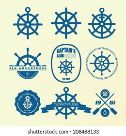 Helm nautical design elements stock vector