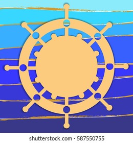 The helm on a blue background.  Vector illustration. 