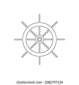 Helm outline icon. Navigation sea ocean symbol. Ship steering wheel. Boat rudder pictogram. Nautical maritime sign. Vector illustration isolated on white