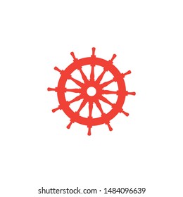 Helm Red Icon On White Background. Red Flat Style Vector Illustration.