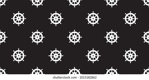 Helm Seamless Pattern Anchor Vector Maritime Nautical Sea Ocean Boat Isolated Wallpaper Background Black