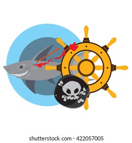Helm, shark, pirate black mark. Graphics Pirate theme.