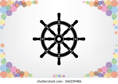 the helm of the ship icon vector illustration 