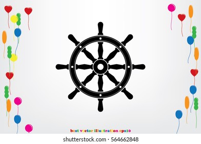 the helm of the ship icon vector illustration eps10.