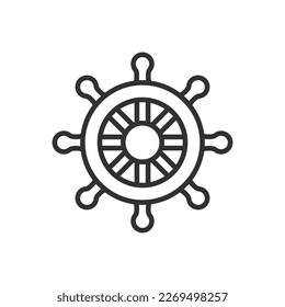 Helm of a ship, linear icon. Line with editable stroke