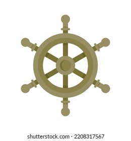 Helm ship wheel icon. Flat illustration of Helm ship wheel vector icon isolated on white background