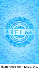 Helm sky blue emblem with mosaic background