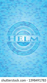 Helm sky blue emblem with mosaic ecological style background