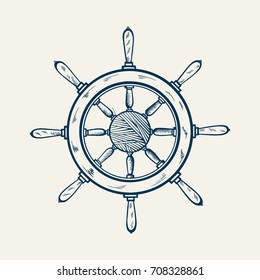 Helm tattoo art design. Traditional tattoo style. Can be used for t shirt print fashion design. Hand drawn vector illustration.