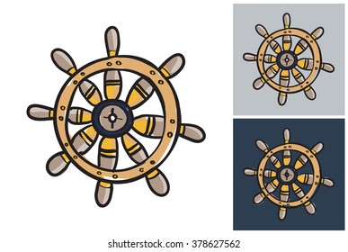 Helm vector vector sketch in kids style on white, gray and dark background.